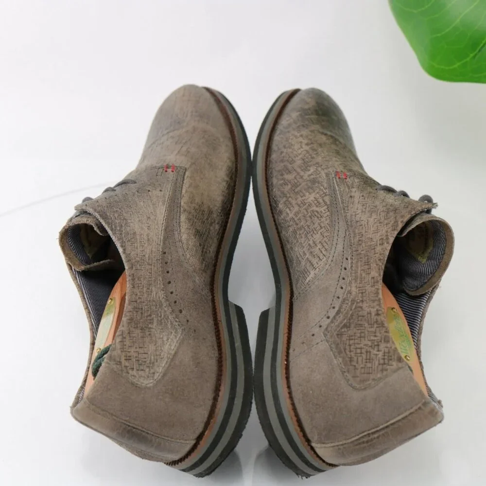 BullBoxer Mens Stanten Oxford Size 8 Gray Textured Leather Plain‎ Toe Dress Shoe
